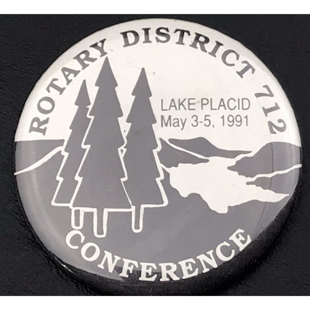Rotary District 712 Lake Placid 1991 Pin Button Vintage Conference 90s